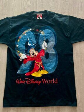 Vtg Walt Disney World 98 Fantasia Mickey Inc Men’s Medium Navy Blue Sorcerer